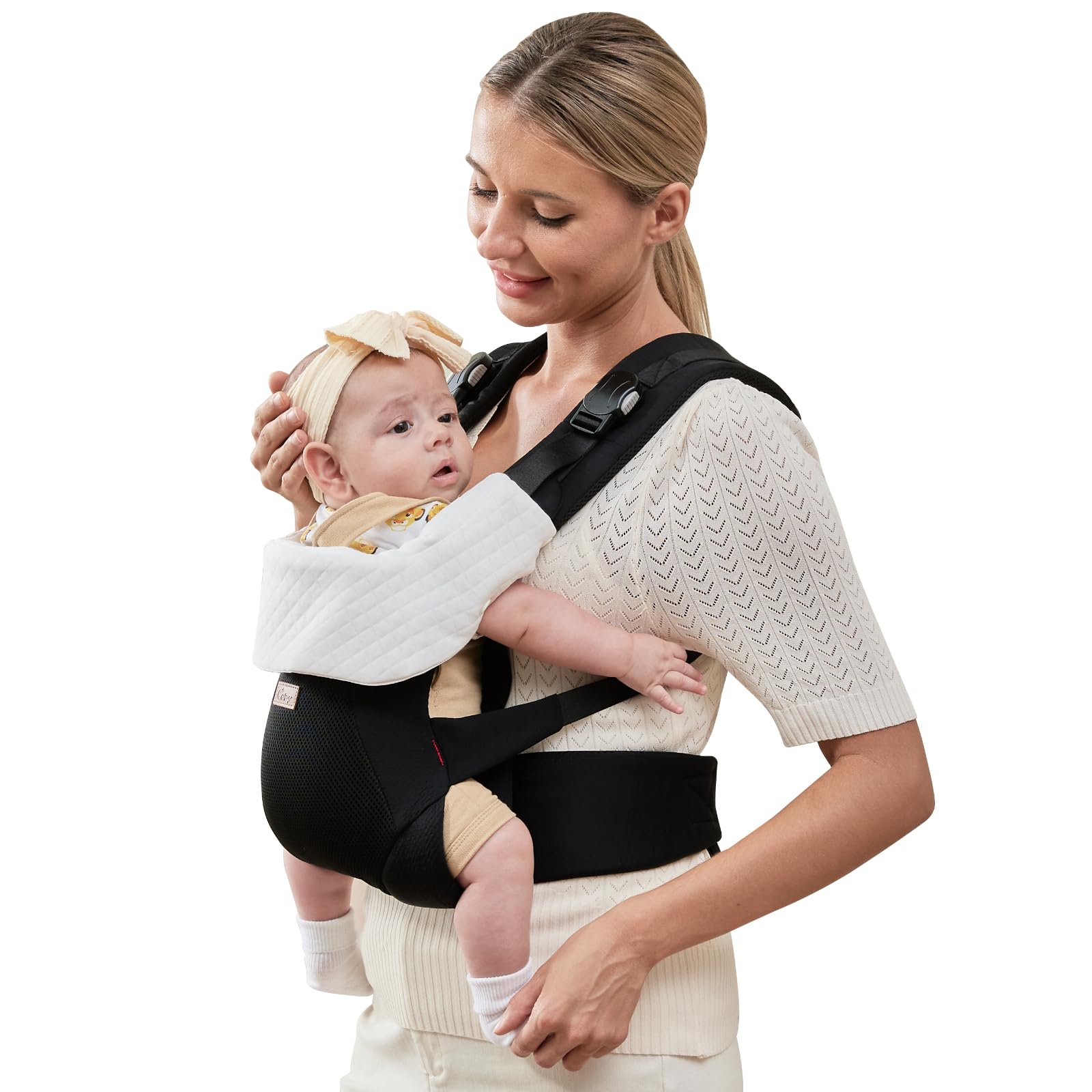 Photo 1 of CUBY Baby Carriers from Newborn, 4-in-1 Magnetic Snap Baby Carrier with Drool Bibs, Adjustable Breathable Head Neck Support Baby Sling Carrier, Toddler Backpack Baby Carriers Use Up to 8-32 LBS Black