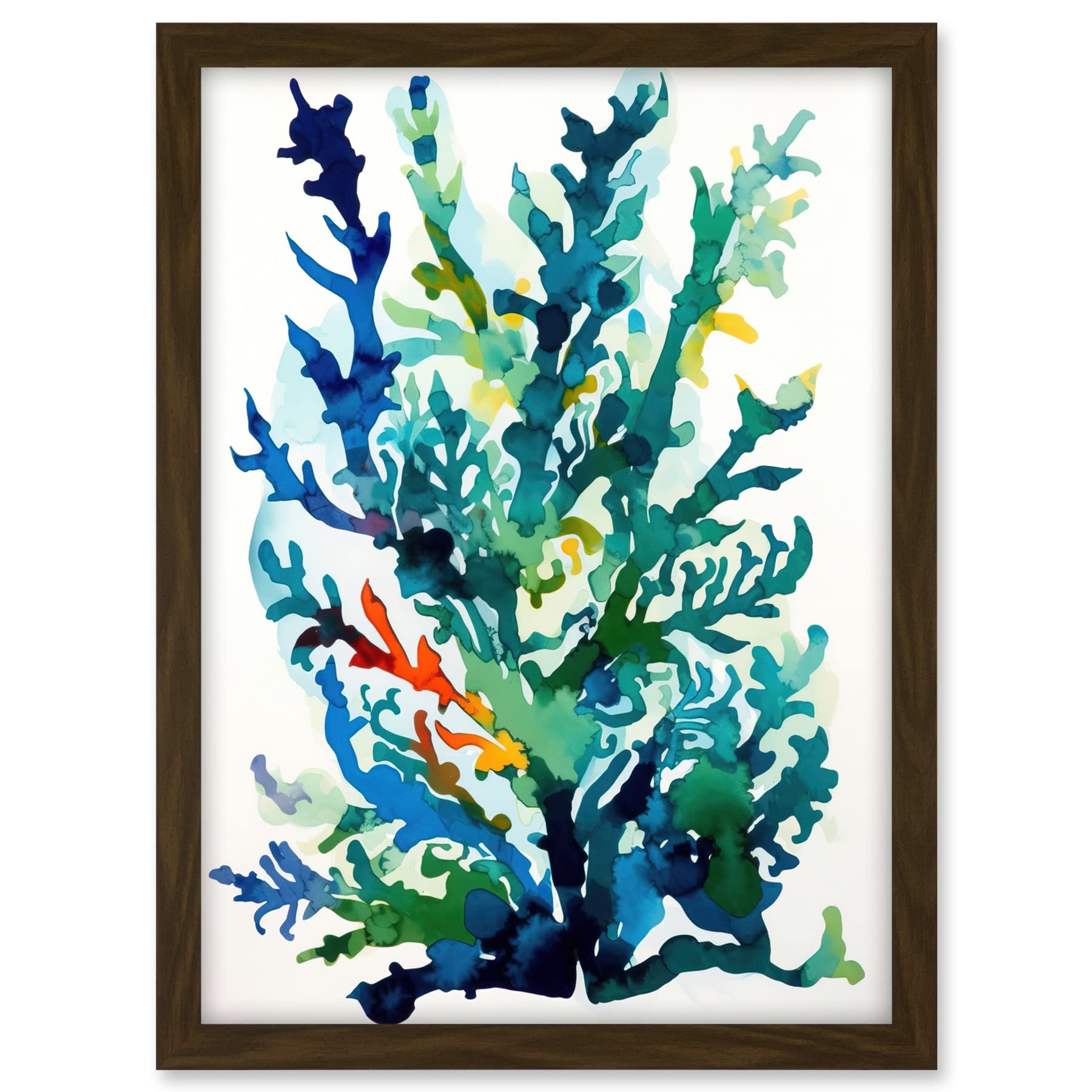 Artery8 Seaweed Plant Abstract Folk Art Artwork Framed A3 Wall Art Print