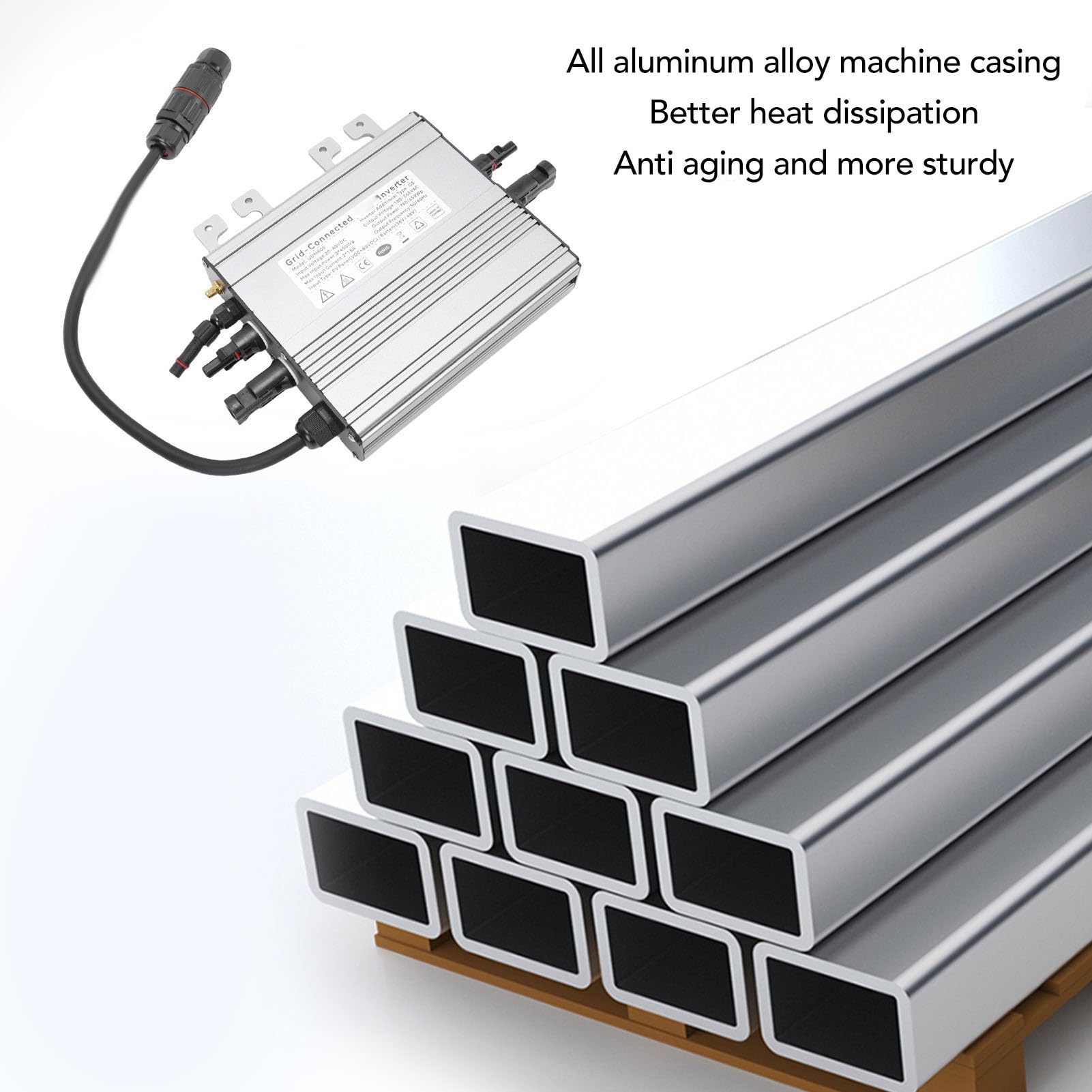 Microinversor de Conexión a Red de 800W, con WiFi, Inversor Solar con Modo de Batería Fotovoltaica de Entrada Dual IP65, para Energía Doméstica