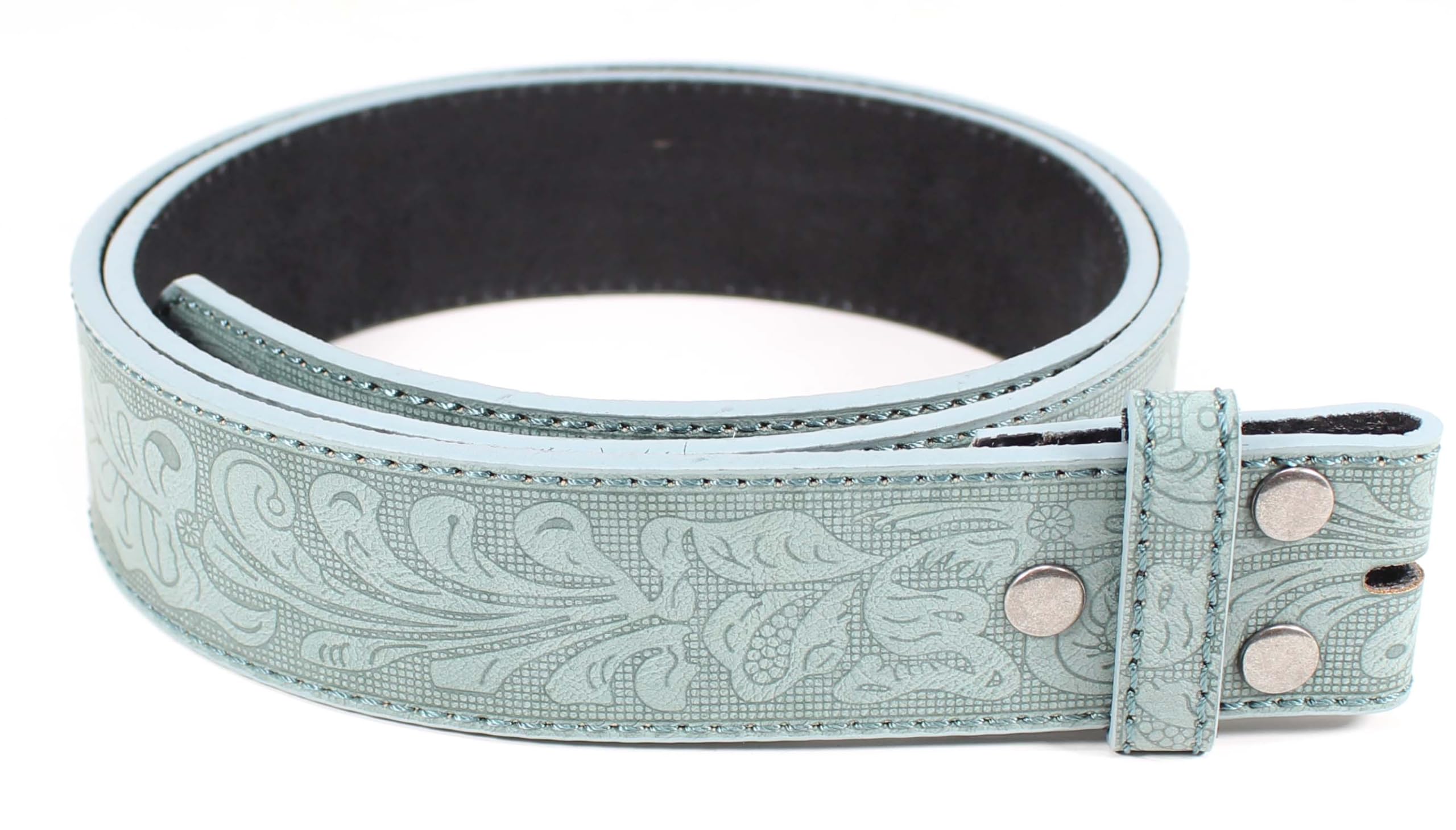BC Belts Leather Belt Strap with Embossed Western Scrollwork 1.5" Wide with Snaps