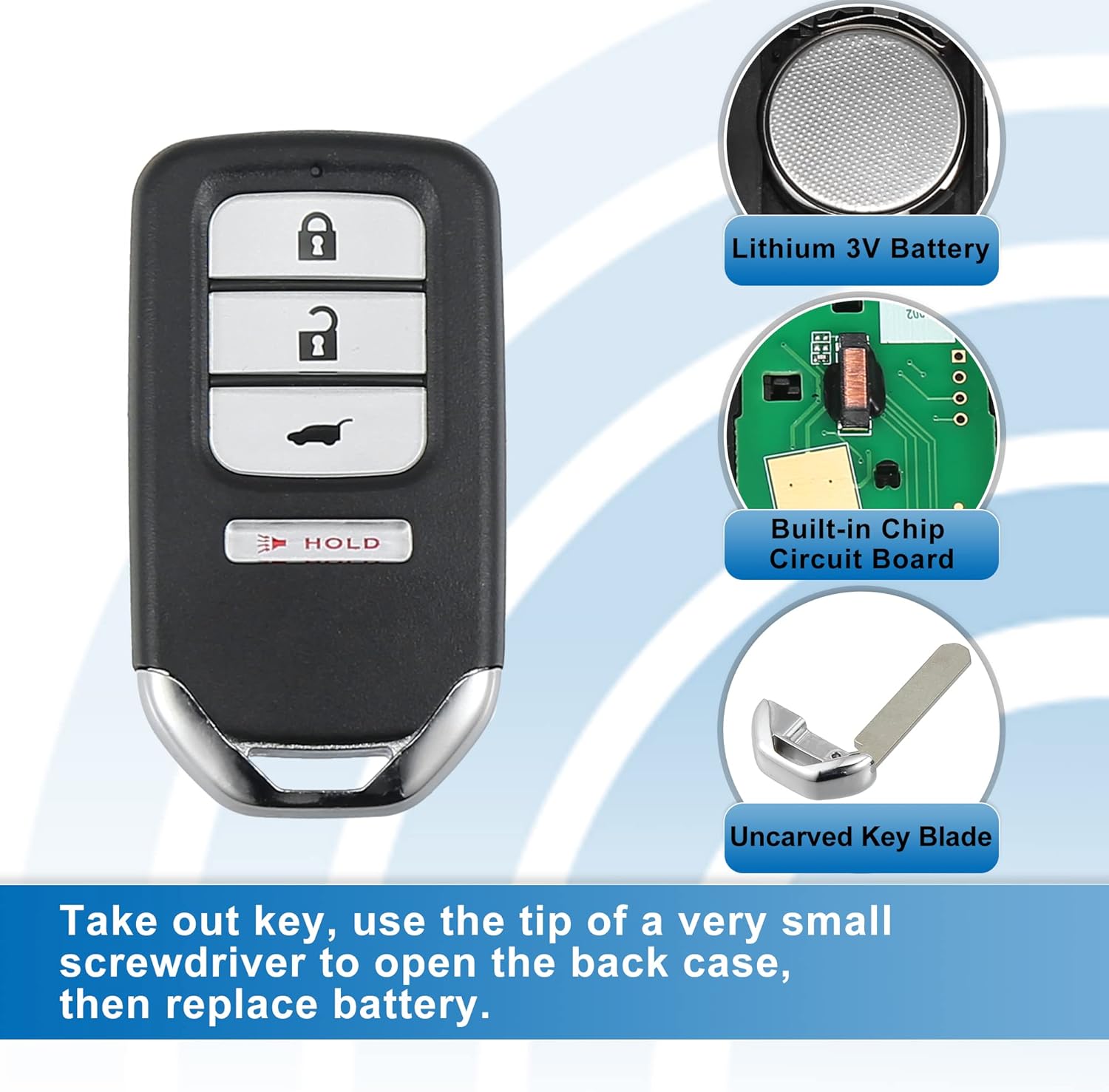 X AUTOHAUX 2pcs 4 Button Car Keyless Entry Remote Control Replacement Key Fob Proximity Smart Fob ACJ932HK1210A for Honda CR-V 2015-2016 314MHz 47 Chip 72147-T0A-A11