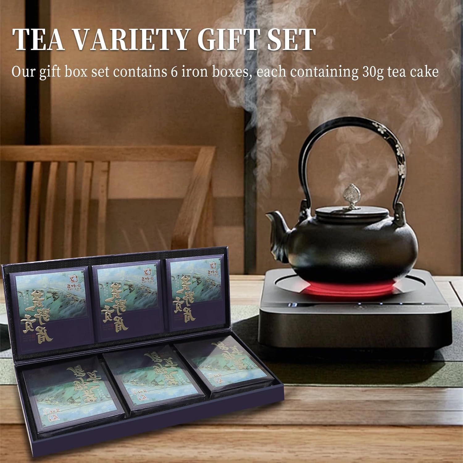 Organic White Tea Cake Gift Set – 6 Cakes, 6.34oz (180g) – Premium Yunnan Ancient Tree White Tea, 2023 Harvest – Easy-Break Mini Tea Bricks for Home, Office, Travel