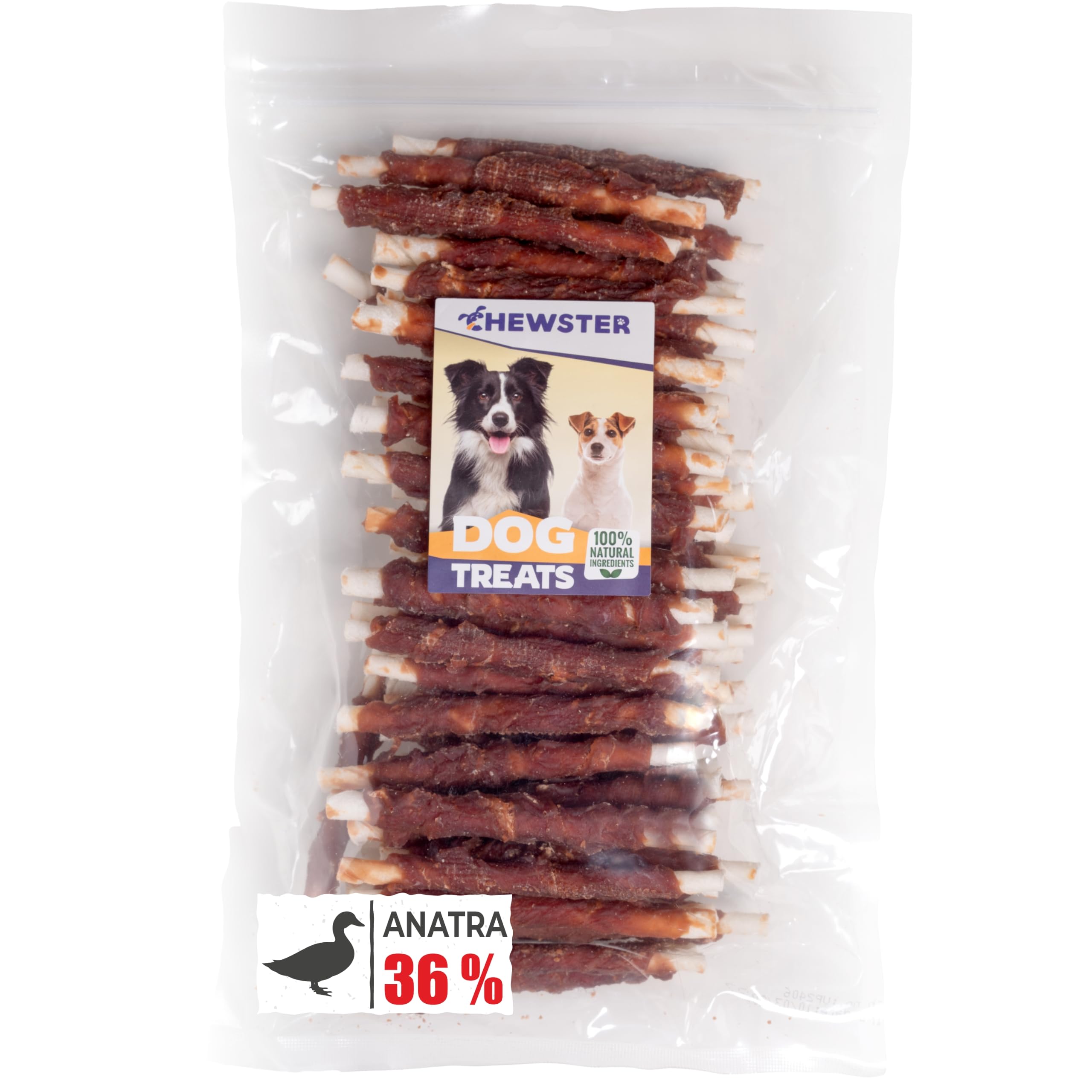 CHEWSTER Bastoncini da masticare con Anatra - Snack per cani - 800 g | Confezione da 85 pz. - Masticativi naturali per cani