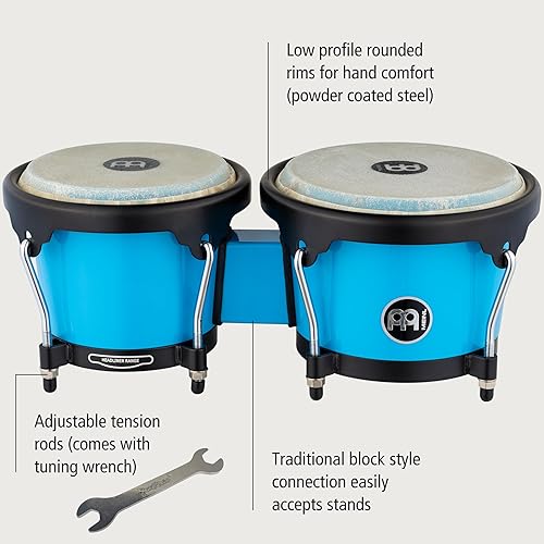 Miniatura 91 de Meinl Percussion HB100SNT-M bongós de madera natural de 6 3/4 y 8 pulgadas, Negro