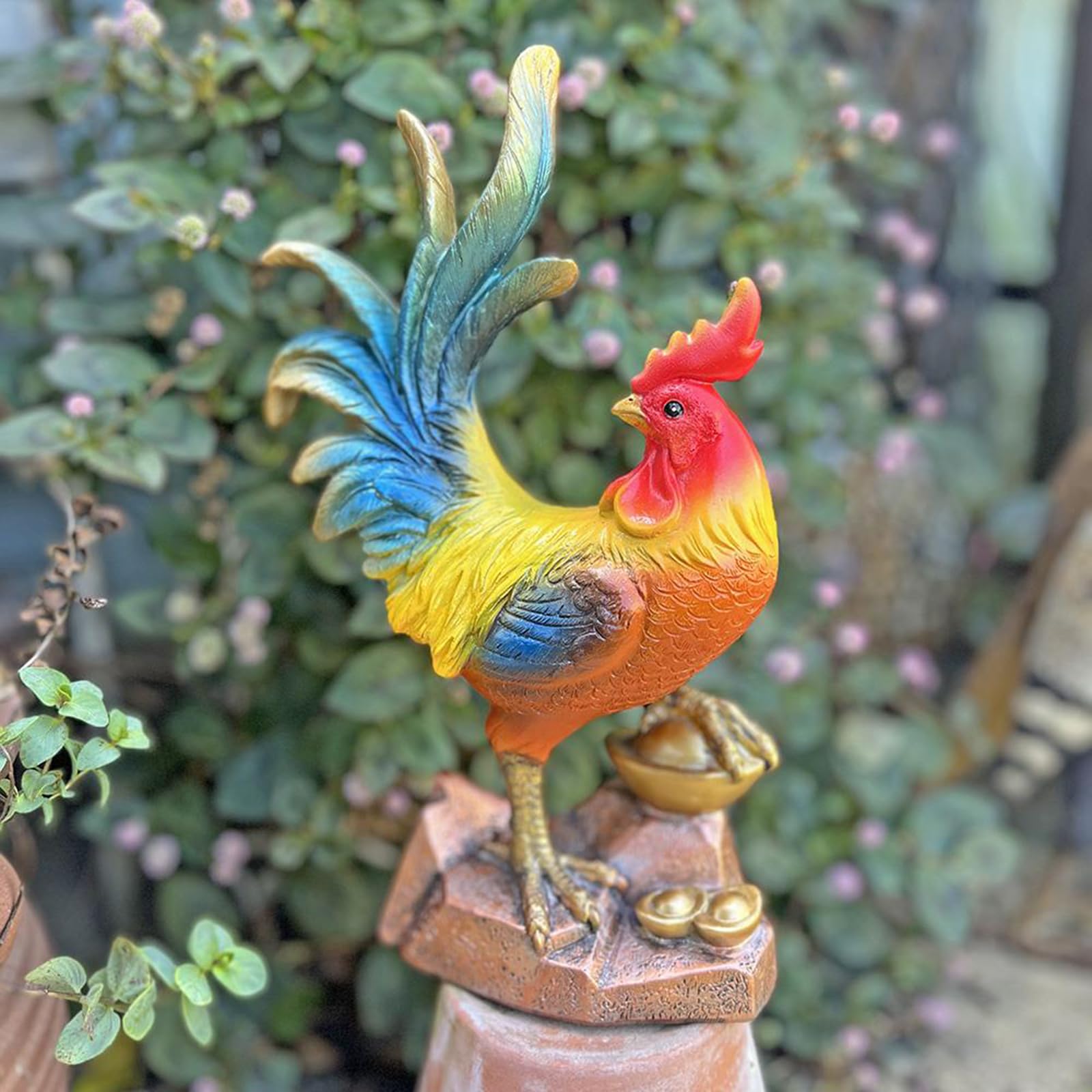 YXCQHZM Garden Statues Cock Art Decoration Rooster Figurine Outdoor Garden Decorations