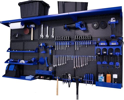 OmniWall Weekend Warrior XL - Sistema de organización de pared de metal (negroazul)