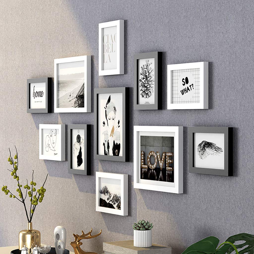 Cadre photo bois massif WJNY avec kit galerie murale de 11 pièces