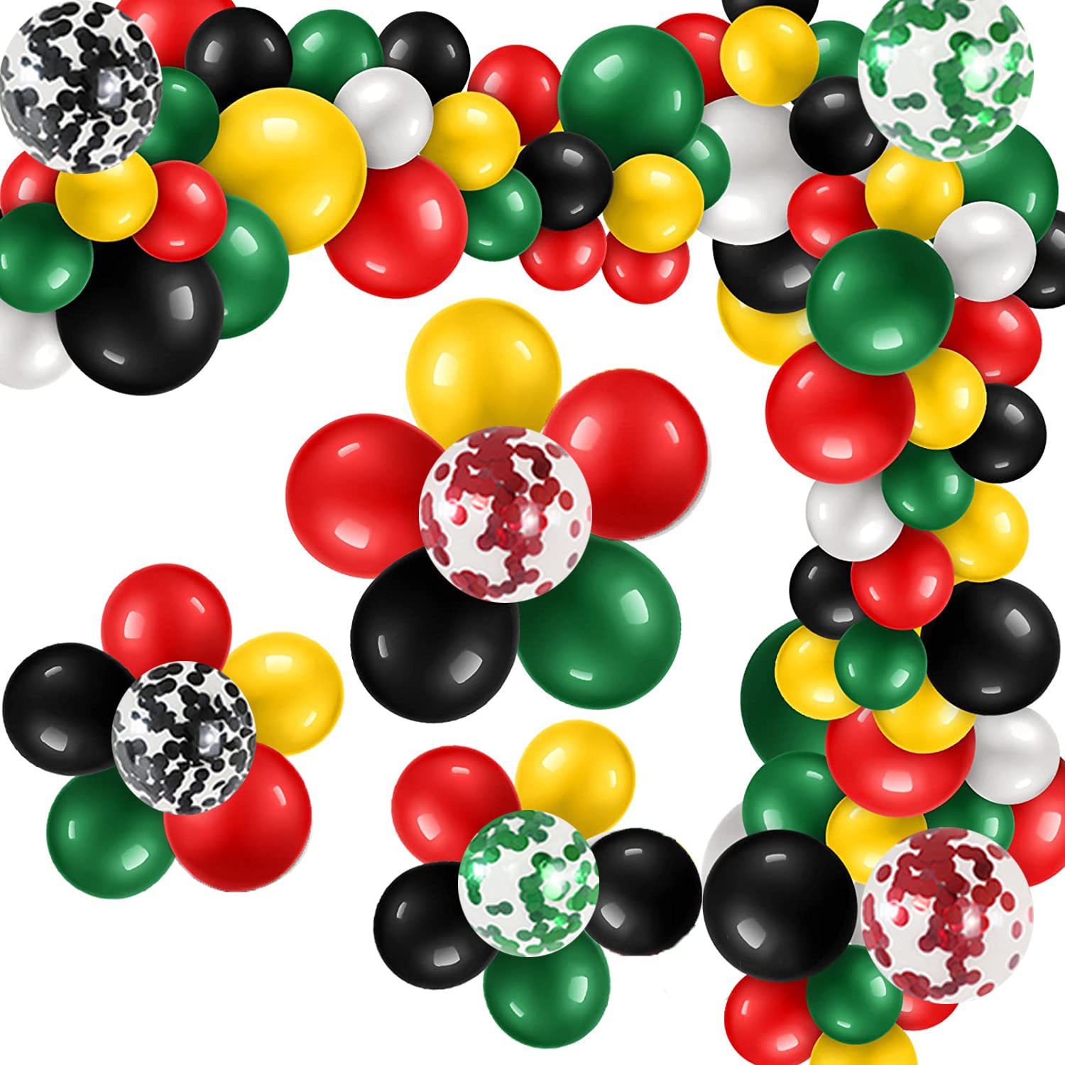 111 PCS Black Red Green and Yellow Balloon Garland Arch Kit for BHM Decorations Juneteenth Decorations African American Holiday Celebration Graduation