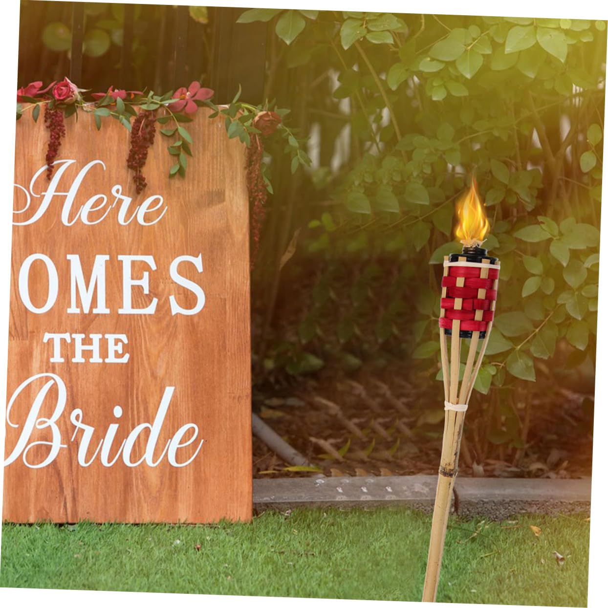 AUTSUPPL Garden Torch Lamp Bamboo Torch Oil Light Portable Lighting for Yard Decor