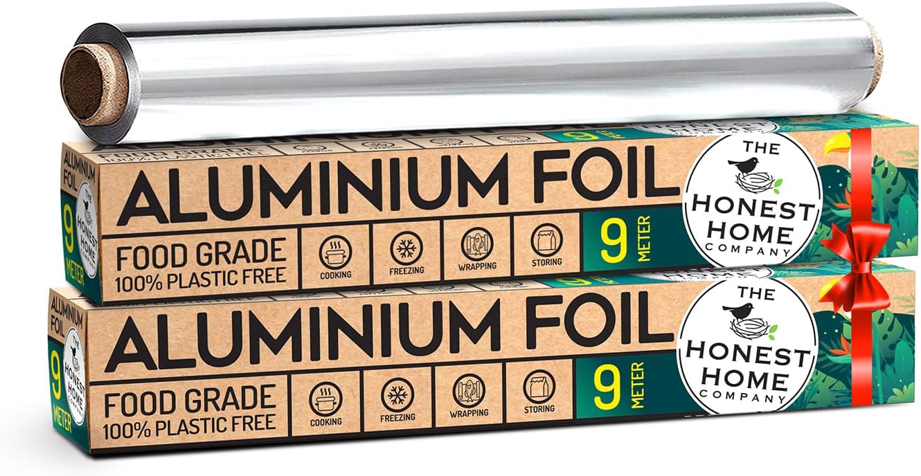 Honest Home Aluminium Foil Combo | 18 Meters | Pack of 2 (9M + 9M) | 11 Micron Thick | for Food Wrapping