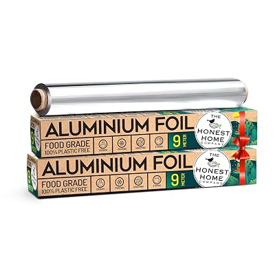 Honest Home Aluminium Foil Combo | 18 Meters | Pack of 2 (9M + 9M) | 11 Micron Thick | for Food Wrapping