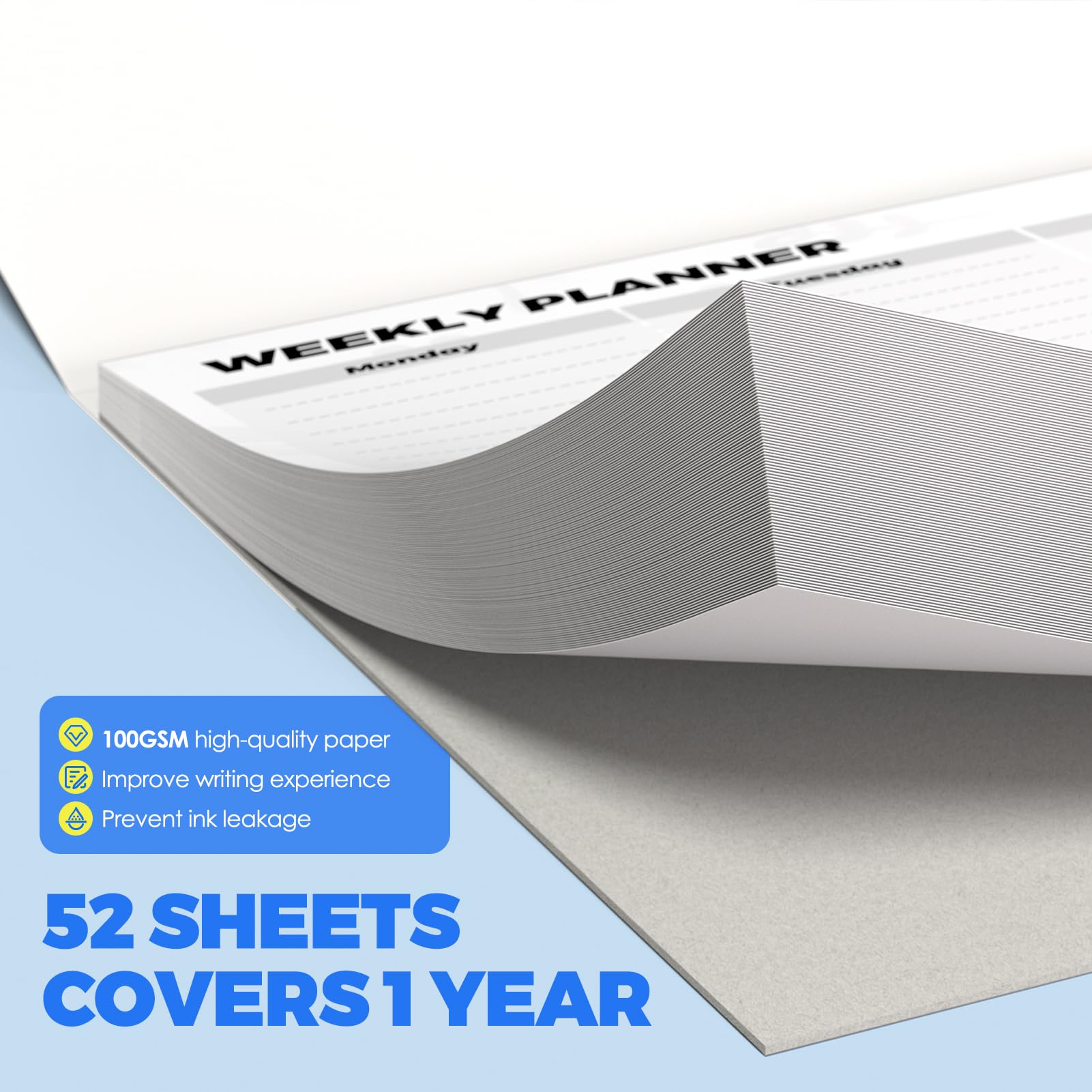 CreGear To Do List Notepad, Weekly Desk Planner Notepad with 52 Page Task Tear-Off Daily Planning Pad, 100gsm Paper, Desk Notebook to Organize Home Office, 8.5" x 11" - Image 5