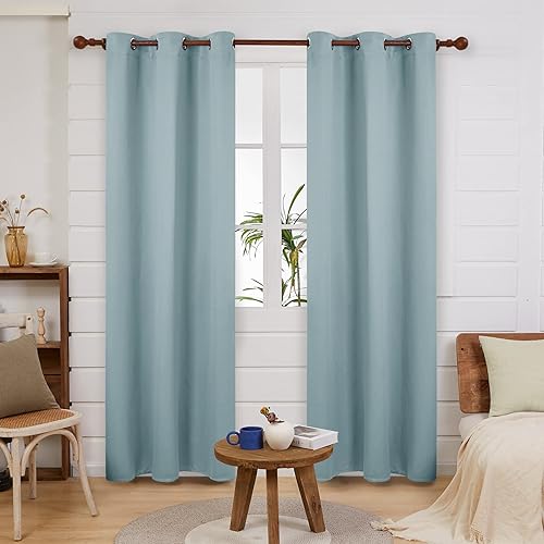 Deconovo - Cortinas blackout con ojales para la habitación infantil cortina de oscurecimiento con aislamiento térmico color celeste 42 x 84 pulgadas