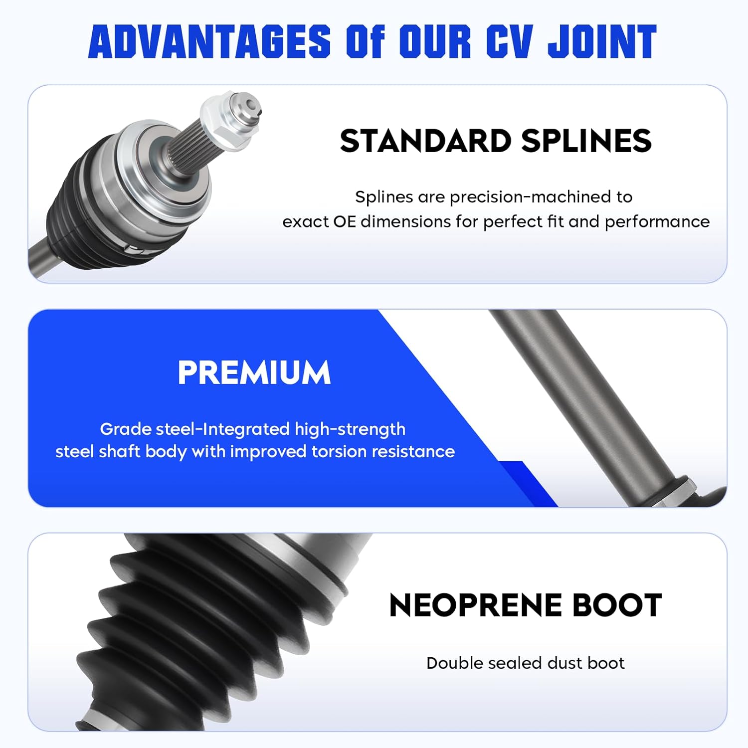 Front CV Axle Shaft Assembly Fit for 2008-2014 Honda Accord 2.4L, for 2009-2013 Acura TSX 2.4L, for 2014 Honda Civic 1.8L, Left and Right CV Joint Shaft, Replacement for 66-4251 66-4250, 2 pack