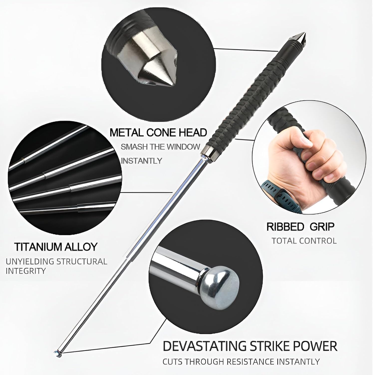 多機能タイヤサムパー、伸縮デザイン、滑り止めグリップ,26-66.5cm,Black