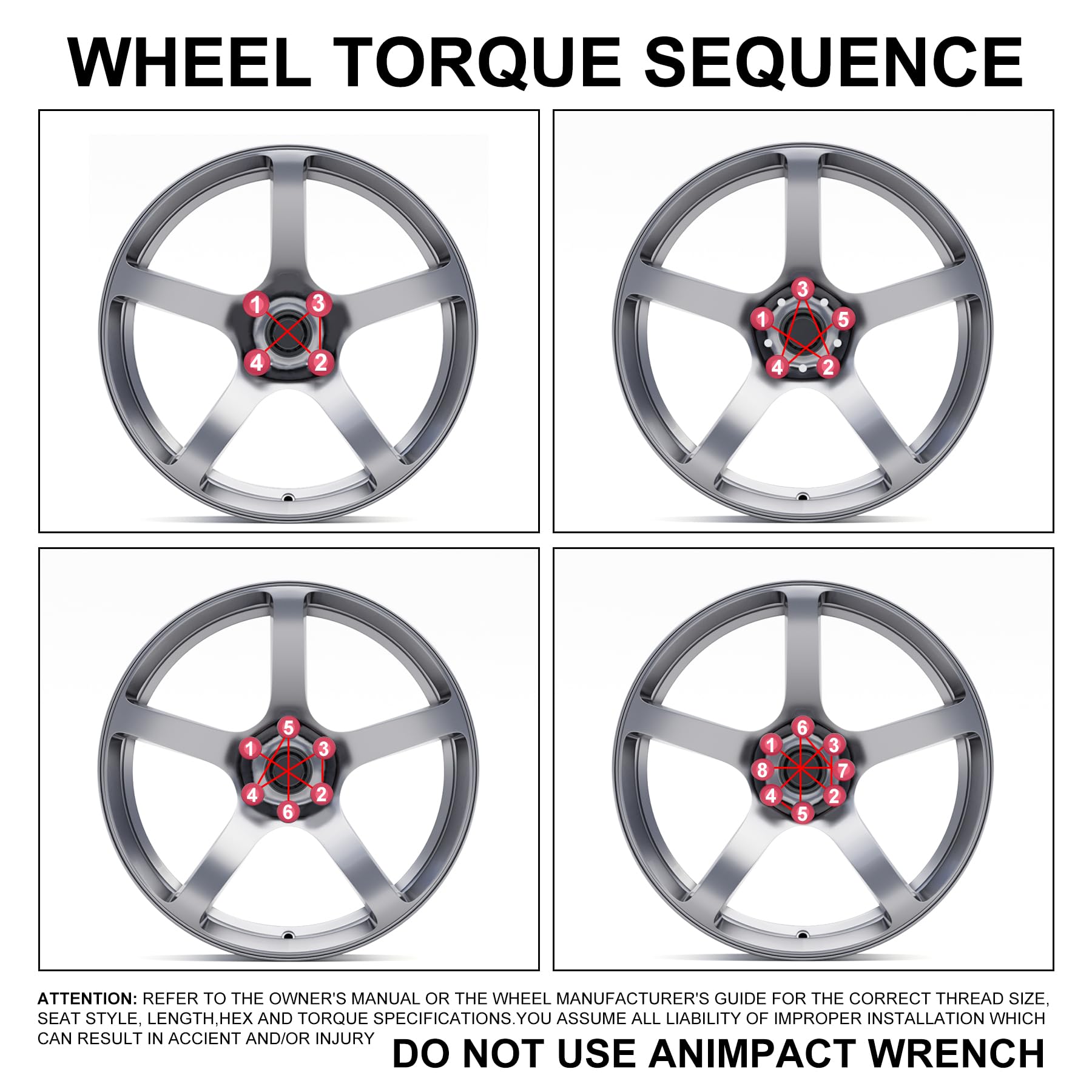 White Knight M12x15 Wheel Lug Nuts, OnePiece Design