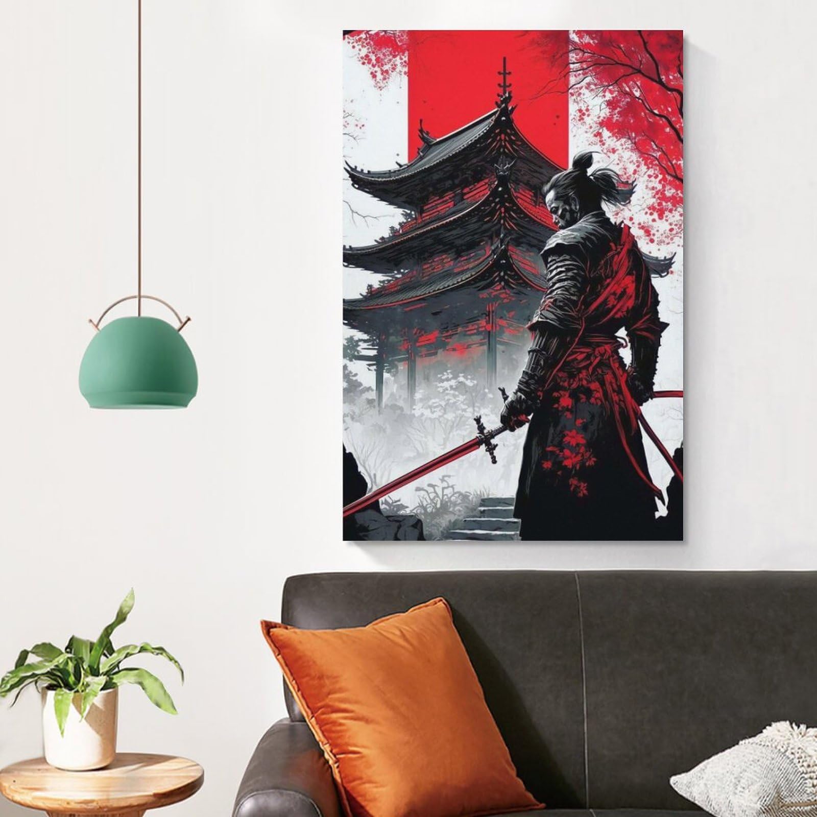 Amazon.co.jp: 絵画 戦士 サムライ和風インテリア 絵画 日本の武士と塔