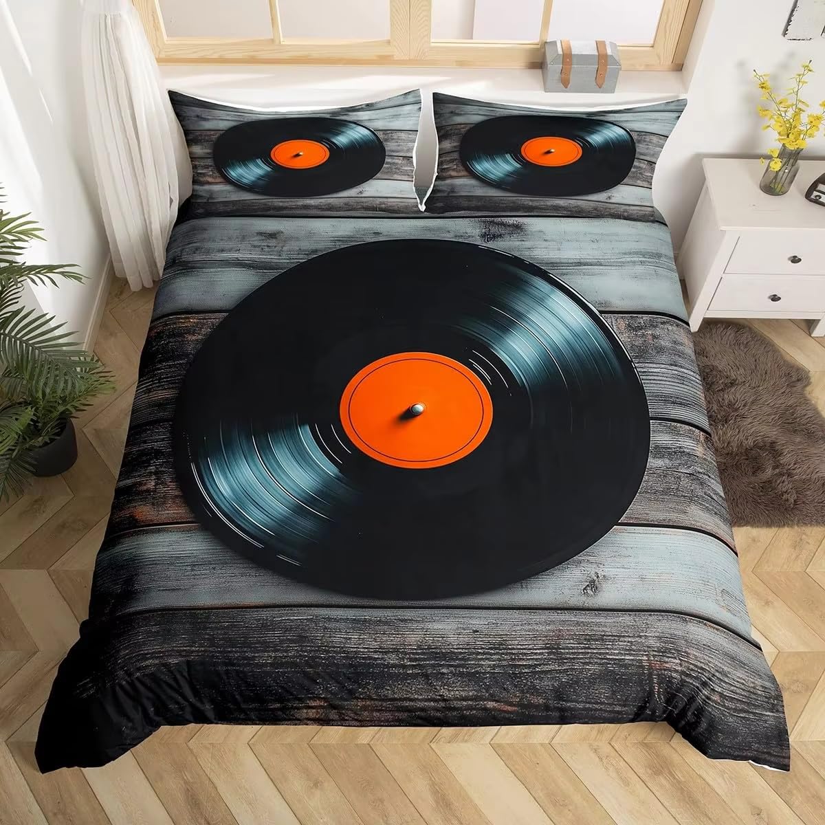 Housse de couette zippée 160x200 vintage en microfibre pour un lit facile à faire