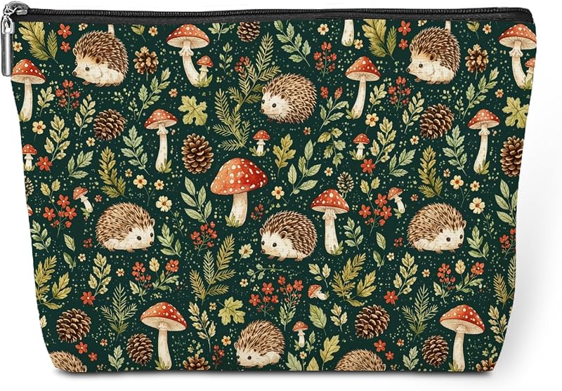 Necessaire de maquiagem jeilink com estampa de ouriço Cute Hedgehog 1763, fechamento por zíper