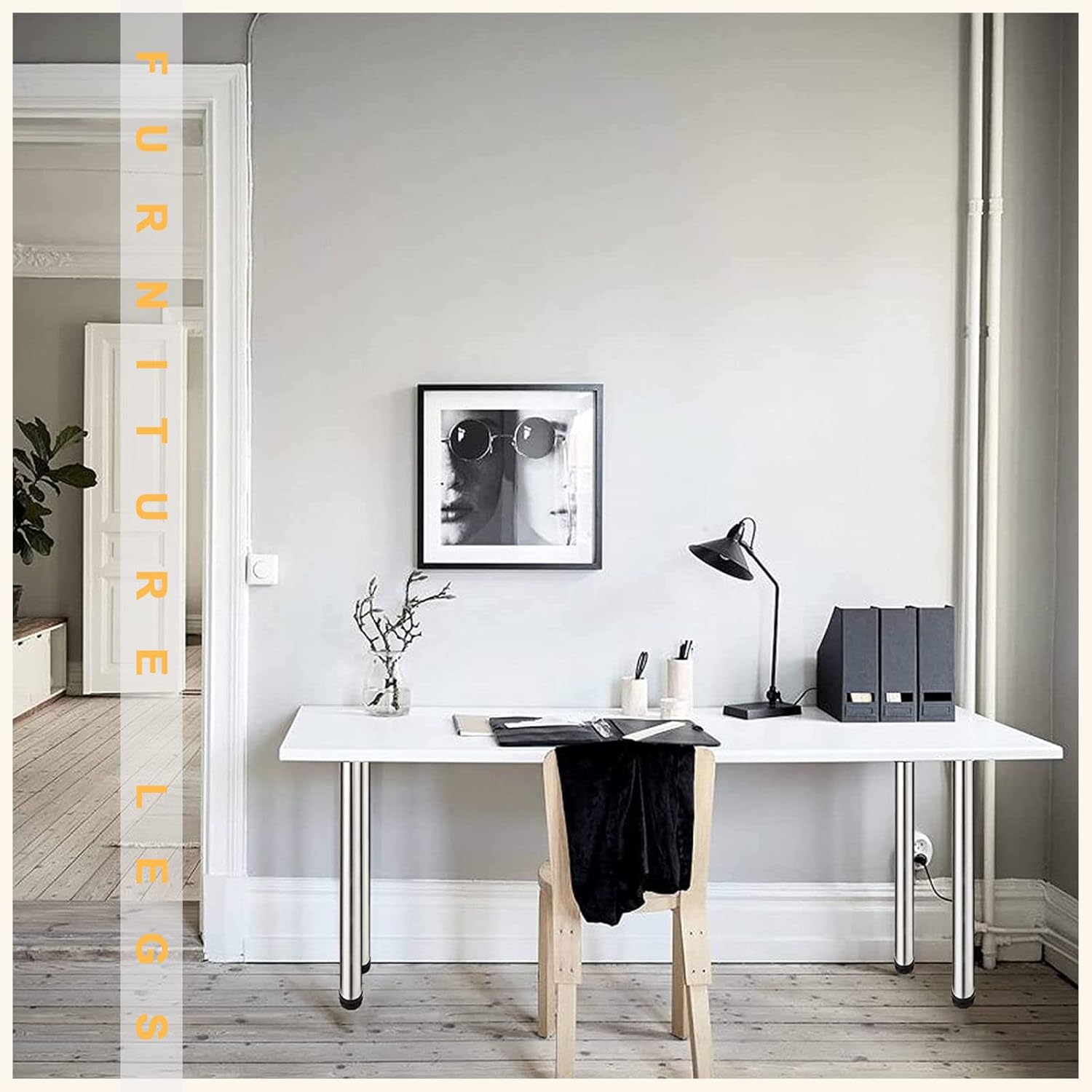 Adjustable Furniture Legs,4Pcs,Stainless Steel Legs,Round,Modern Replacement Legs,Support Legs,Sofa Legs,Kitchen Furniture Legs,Metal Legs,Design Furniture Legs,Silver-12cm/5in