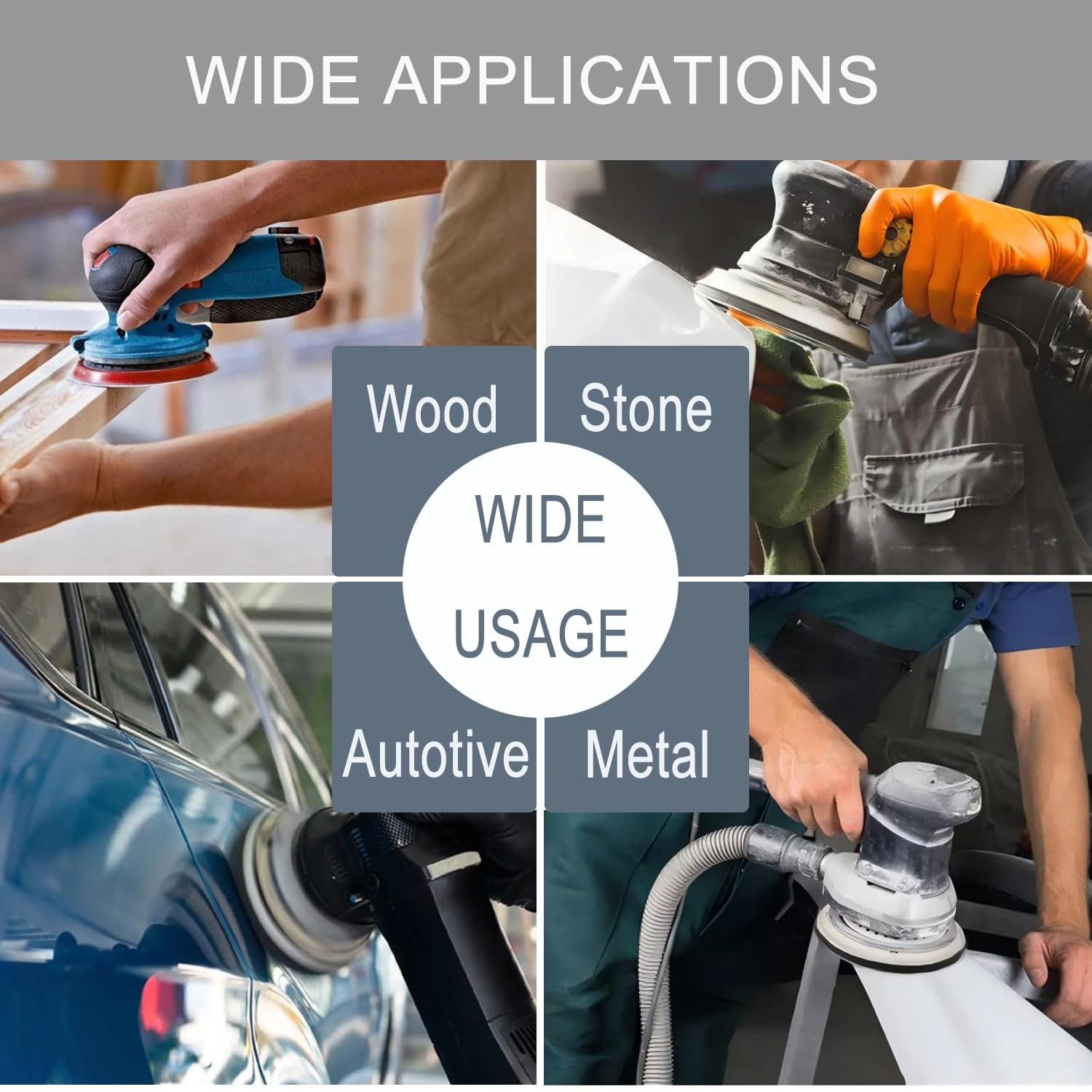 100 Pcs 5 Inch Sanding Discs Hook & Loop 8 Holes Wet Dry Sandpaper 180 240 320 400 600 800 1000 1500 2000 3000 Assortment Grits Silicon Carbide Orbital Sander Sand Paper for Wood Automotive Metal - Image 3