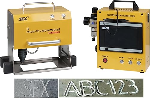 Vista 14 de Máquina neumática de grabado de metal de 100 W, máquina neumática de marcado de puntos de metal Peen Máquina de marcado de placa Grabador Marcado