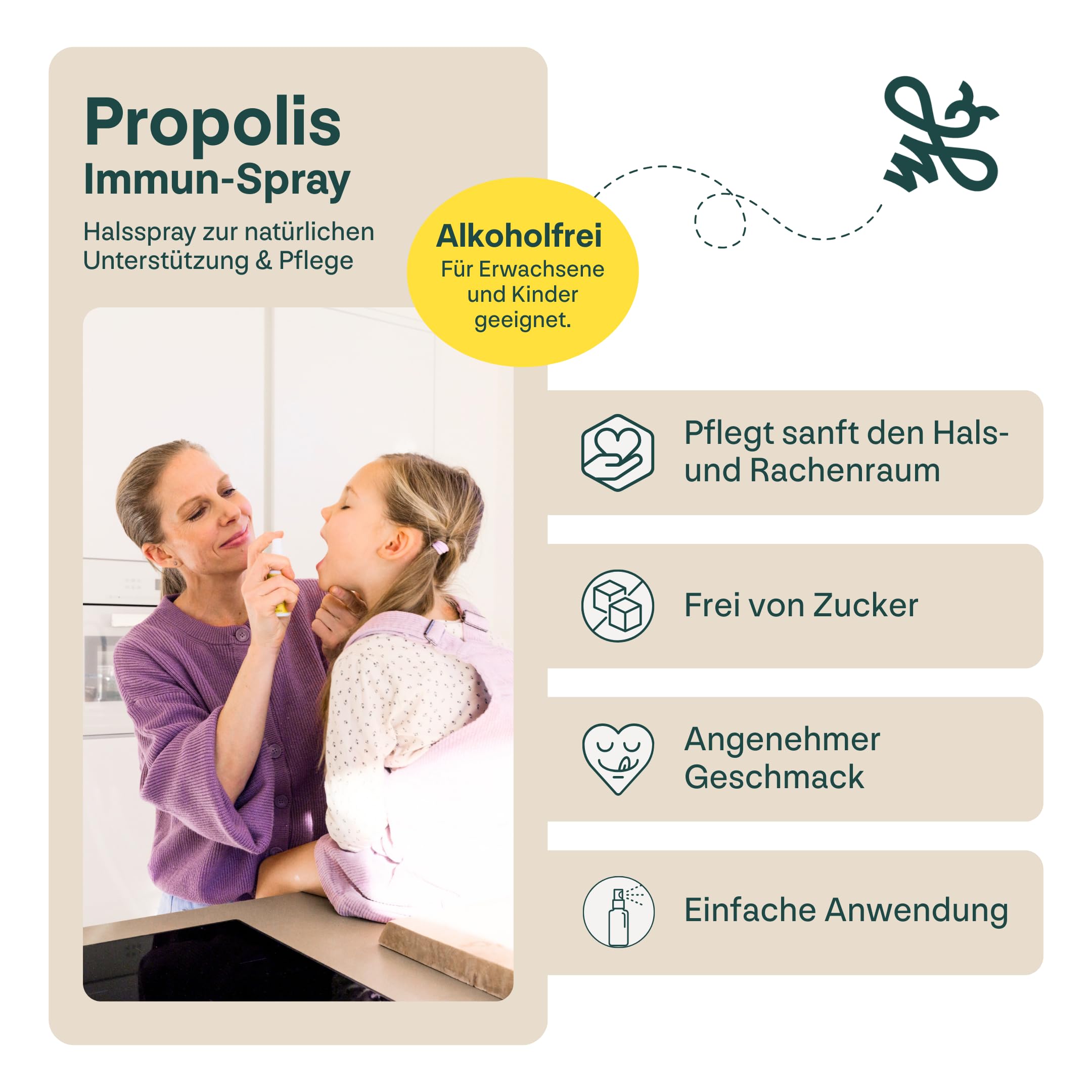 Propolis Immun-Spray mit Vitamin D, 30 ml (1er Pack) - das Mundspray für Kinder & Erwachsene, wohltuend für Hals & Rachen + stärkt das Immunsystem, Inhaltsstoffe aus nachhaltiger Imkerei
