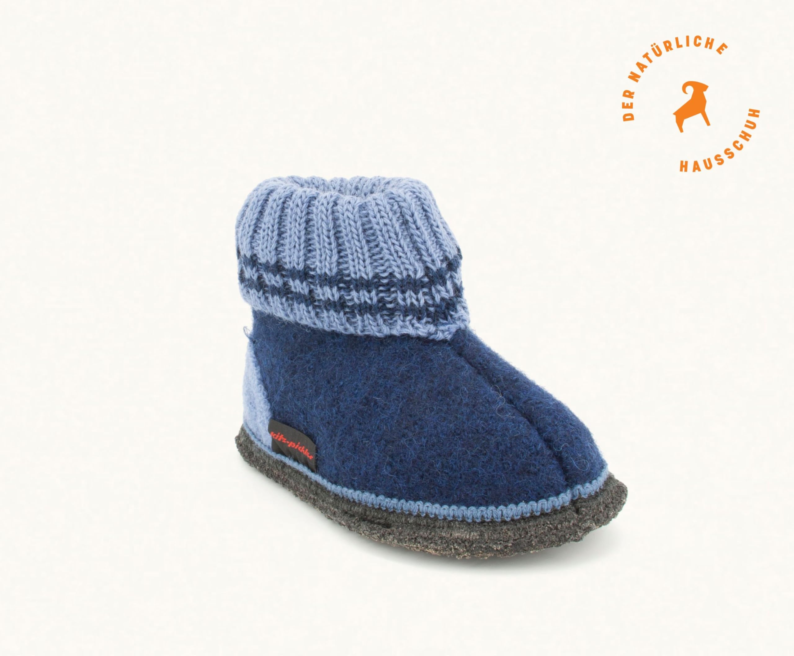 Ötz Kids - Pantofole alte per bambini, in pura lana vergine, suola antiscivolo in feltro, perfetta per il kita