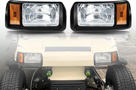 Halogen Headlights for 1993 Up Club Car Ds Passenger and Driver Side Factory Style OEM 101988002 101988001 Replace 12V Head Lights Kit Assembly