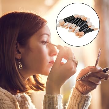 30pcs Dual Sided Oval Sponge Eyeshadow Applicator Brush, Disposable Eye Makeup Applicators for Eyeliner