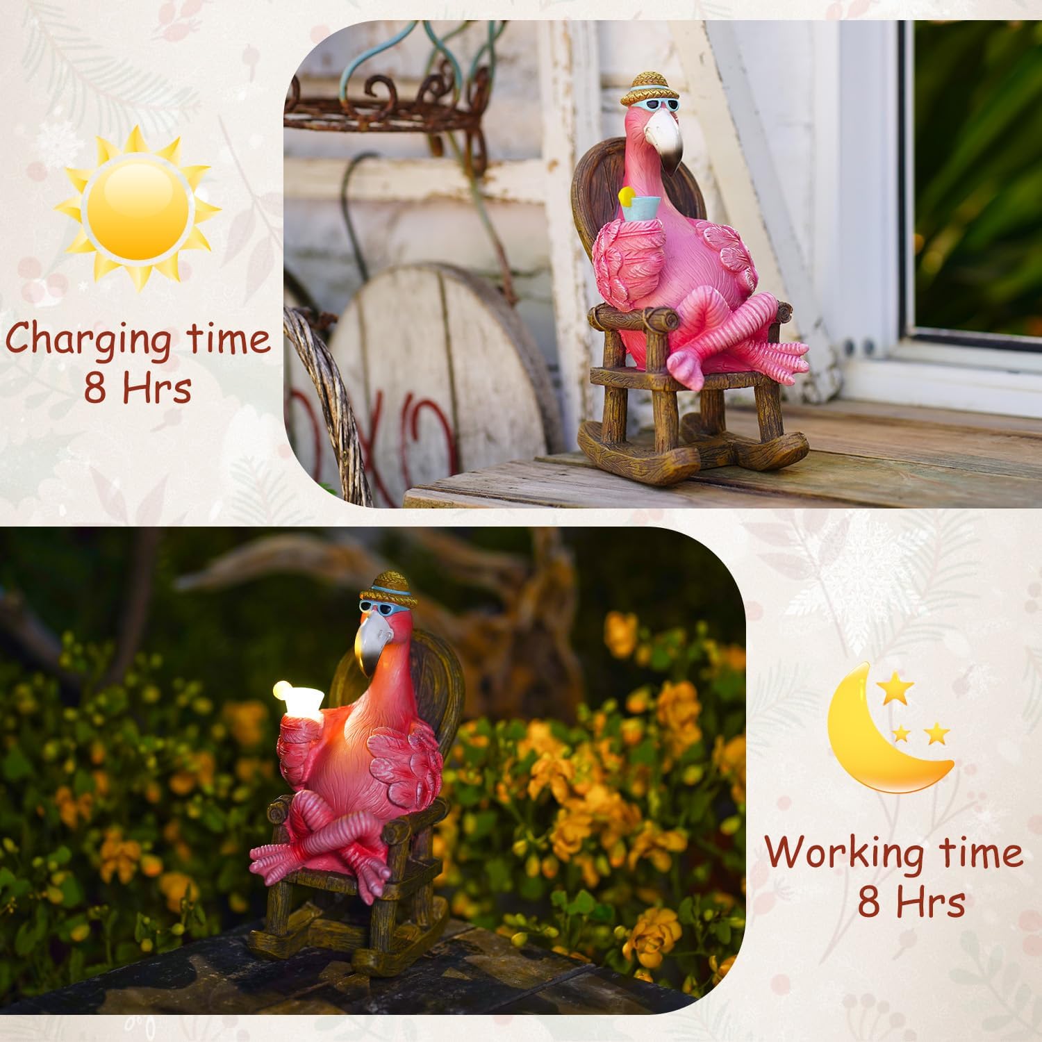 Flamingo Statue for Outdoor Garden Statue - Resin Flamingo Fairy Garden Decor - Suitable for Home Desk Garden Lawn Patio Porch Decor, Unique Gifts for Mom Grandma (8.1 inch)