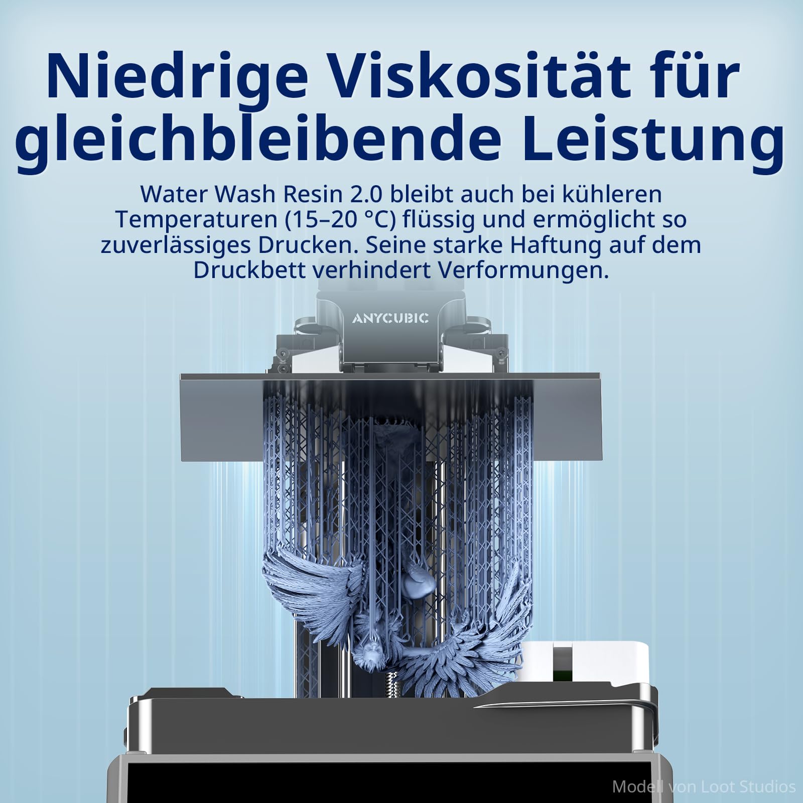 ANYCUBIC Wasser Abwaschbar Resin 2.0, żywica 3D Drucker zmywalna wodą, Przeciw żółknięciu, żywica UV 405nm Standardowy fotopolimer Harz Geringer Geruch für alle LCD 3D Drucker, szary 1000g