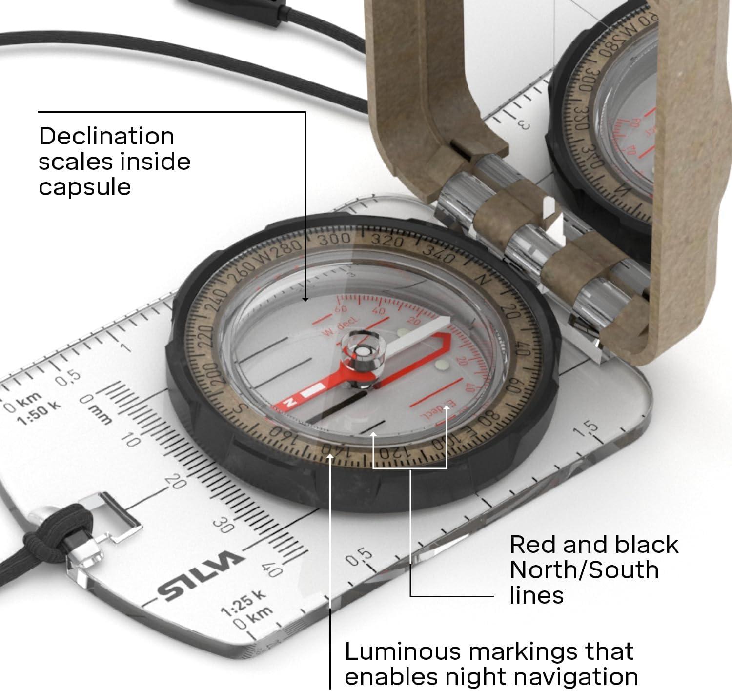 Silva Compass Navigation - Terra Ranger S - Made of Recycled Materials - Sighting Compass for Long Distances - Mirror & with Rotatable Housing - Scale 1:25k and 1:50k - for Hiking