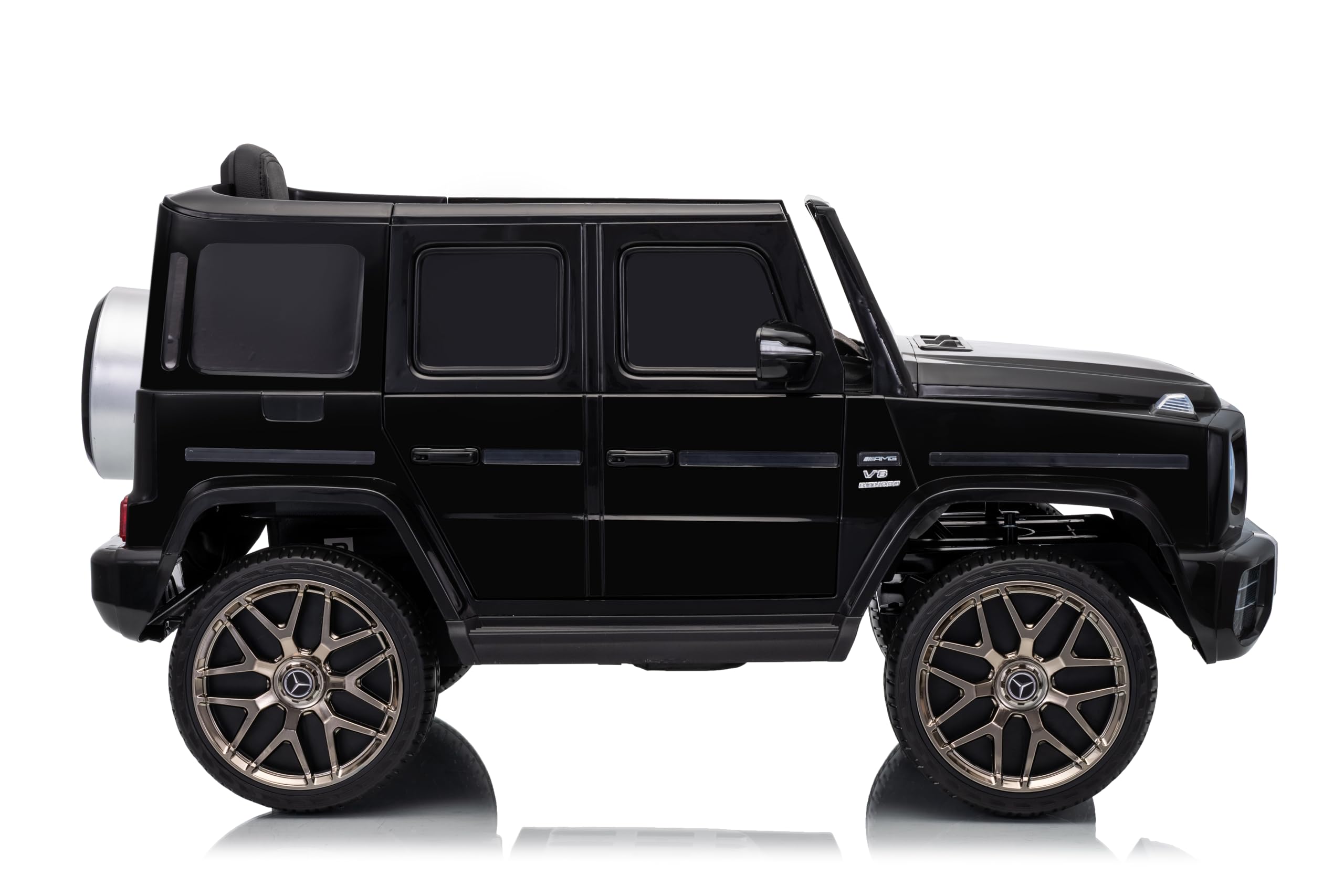FINOOS Mercedes G63 AMG auto elettrica per bambini con telecomando, sedile in pelle, nero