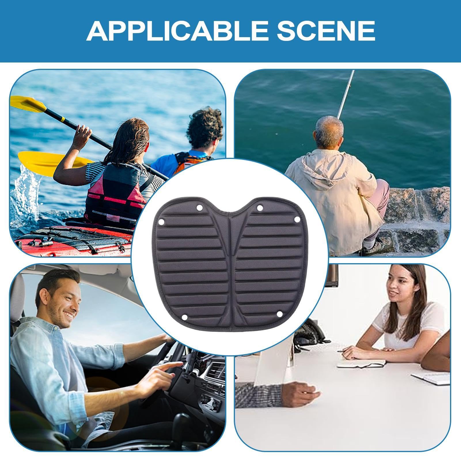Generico Cuscino per sedili in kayak, cuscinetto di sedile in kayak,Sedile cuscino Eva Anti-Slip Kayak - Strumenti esterni impermeabili, per barche, sostituzione della sedia rimovibile per all'aperto