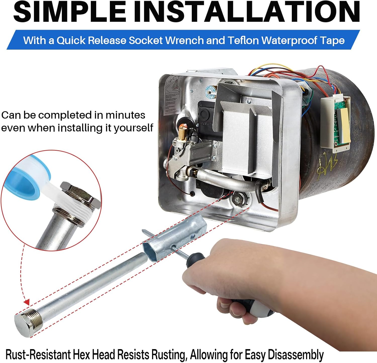 RV Water Heater Anti-Rust Anode Rods 9.25 x 3/4 NPT (2-Pack), Premium Magnesium Anode Rod Kit for Suburban hot water heaters 232767, Extended Life Protecting Anode Rods for Water Heater Liner