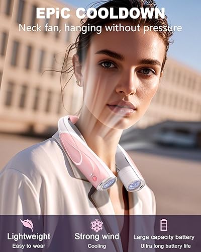 Miniatura 3 de Ventilador de cuello personal, portátil, con 6 velocidades IA, batería de larga duración de 6000 mAh para enfriamiento rápido, recargable por USB-C,