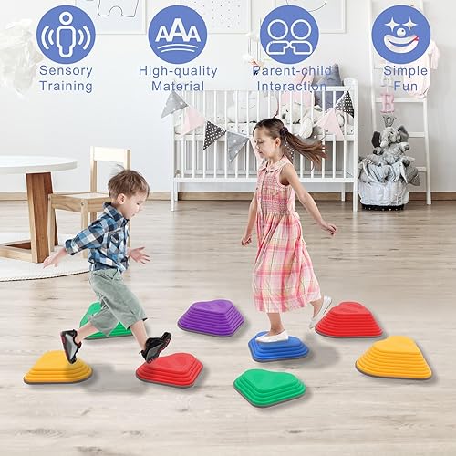 Miniatura 2 de 8PCS Stepping Stones for Kids Sensory, Durable Non-Slip Balance Stones for Toddlers,Stackable Indoor & Outdoor Obstacle Course Toys, Develops