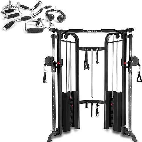 XMARK Functional Trainer with Dual Weight Stacks, All-in-One Cable Machine & Crossover for Full Body Strength Training at Home or Garage Gym