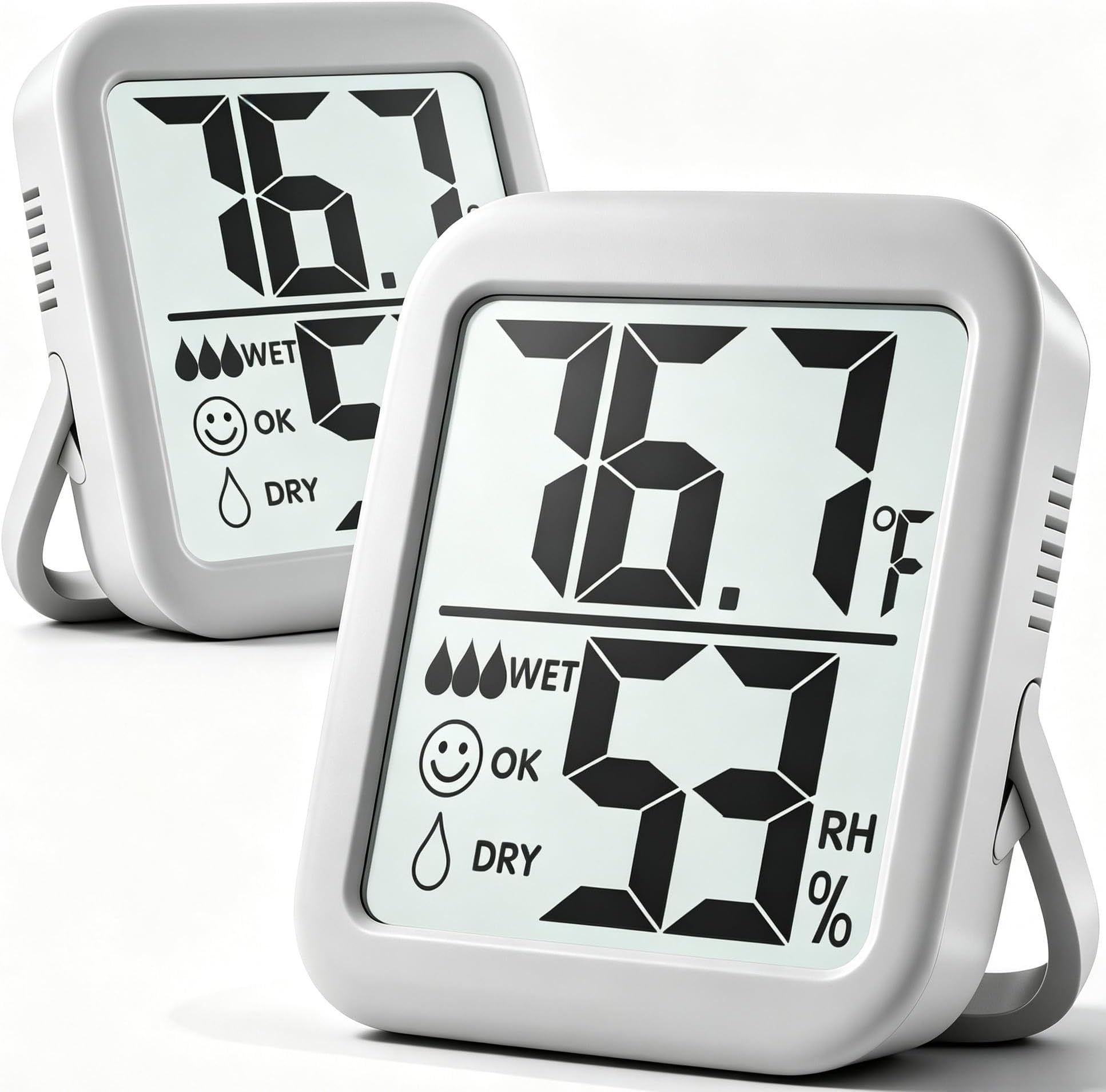Antonki 2 Pack Room Thermometer for Home, Hygrometer Indoor Humidity Meter Gauge, Digital Temperature and Humidity Monitor Sensor for House, Terrarium, Incubator, Greenhouse - Battery Included