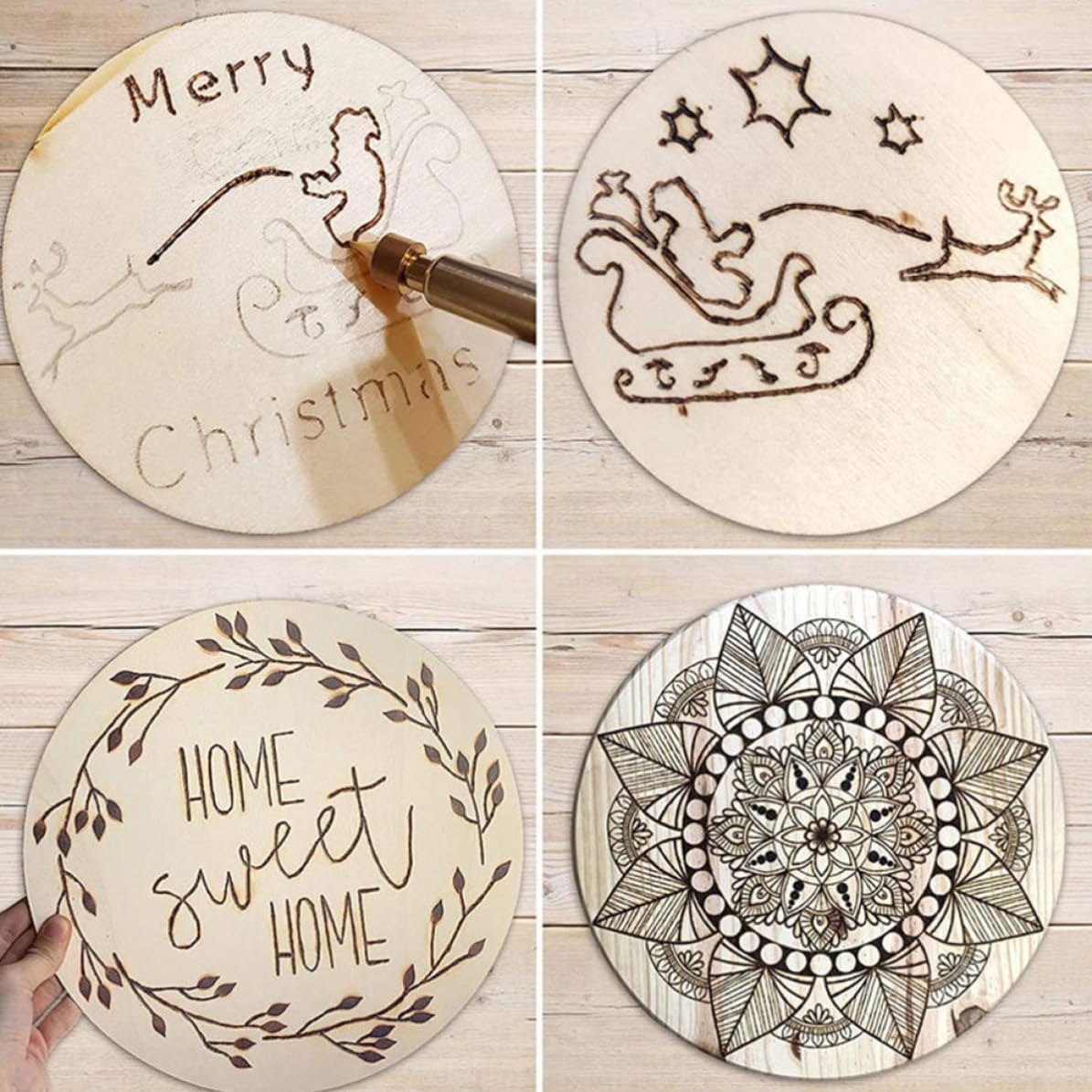 4 Sets Blank Wooden Door Sign DIY Painting Xmas Craft Board