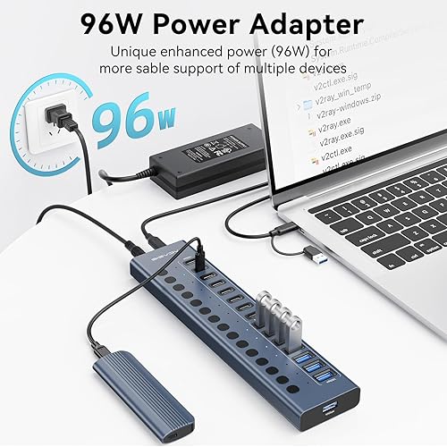 Miniatura 3 de Powered USB 3.2 Hub, ACASIS 16 Ports USB 3.2 Hub(8 USB-A 3.2 Ports+8 USB-C 3.2 Ports), Aluminum USB Hub Powered with 96W Power Adapter, USB Hub for