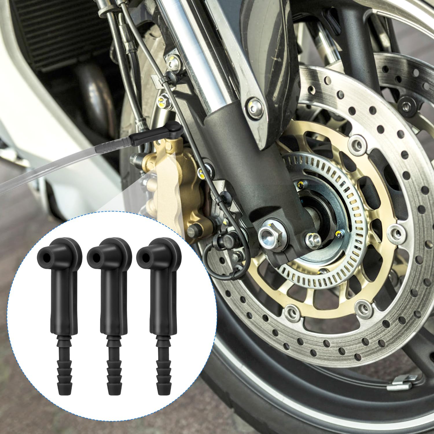 5 Pezzi Connettori di Spurgo del Liquido dei Freni, Connettore Dello Strumento di Sostituzione Adattatore Spurgo Freni Kit Strumento di Sostituzione Dell'Olio Dei Freni per Auto Veicoli (Nero)