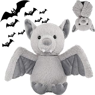 Cuddly 11 inch Plush Bat Stuffed Animal Halloween Stuffed Animal Plush Toys Plush Animal Doll Bedtime Toys Birthday Xmas Furry Gifts for Children Kids Baby Toys (Grey, 11 inch)