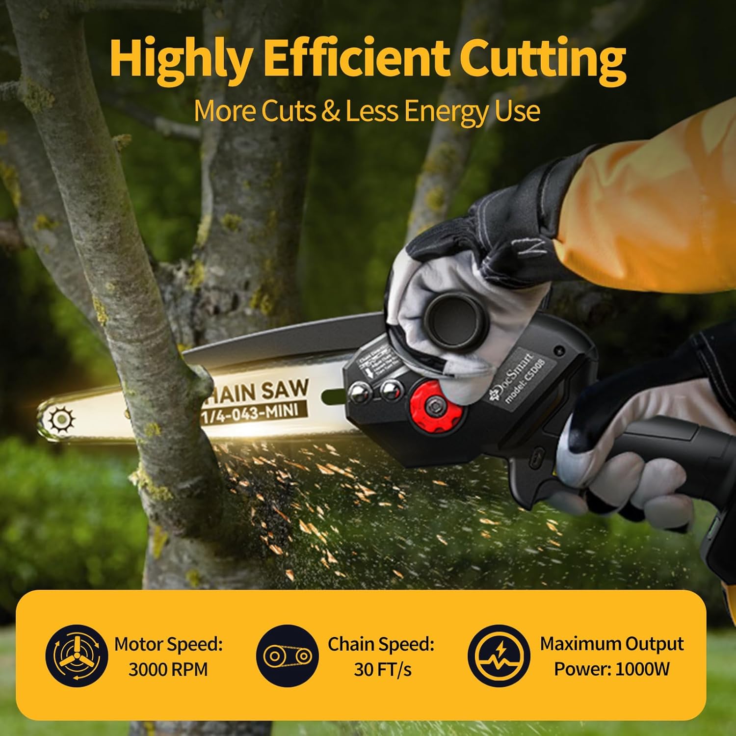 Chainsaw cutting a branch