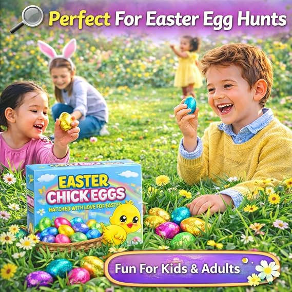 Easter Chocolate Mini Eggs Gift Box 100g - Foil Wrapped Sweets for Kids