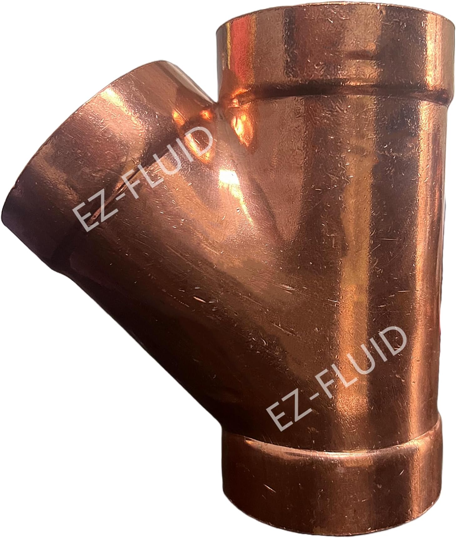 (1-Pk) EZ-FLUID 3" Copper DWV Tee-Wye Copper Pipe Fitting C x C x C Sweat Sockets Connection Three Way Fitting For Plumbing Drain Waste Vent System