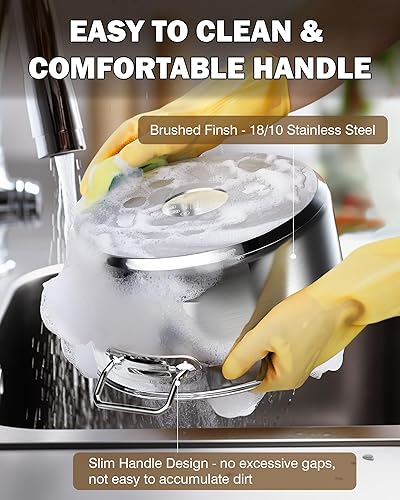 Miniatura 6 de Cooks Standard Olla holandesa con tapa, olla profesional de acero inoxidable 1810 de 6 cuartos de galón, compatible con todas las estufas, color