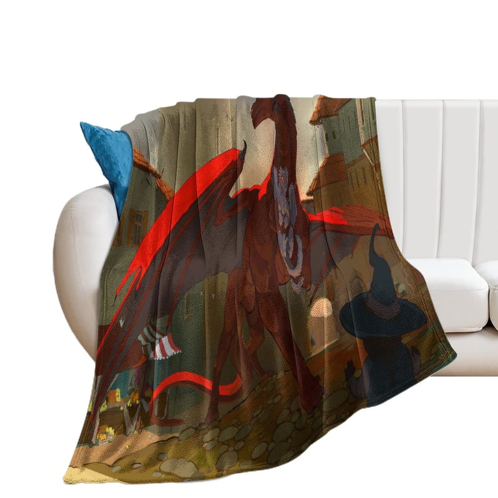Couverture de canapé dragon volant pour soirées cocooning et jeté de canapé-lit