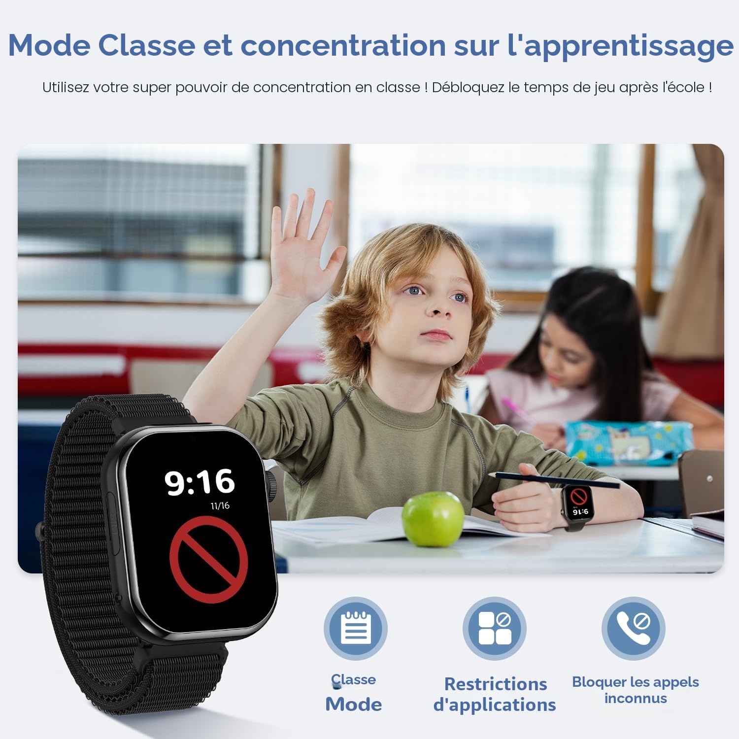 4G Montre Connectée Enfants, 1.83''HD Montre Téléphone Enfant avec GPS, Batterie de 800mAh, Appels Vidéo, Chat Vocal, Wi-FI/LBS/SOS/SMS, Mode École, Podomètre, Réveil, Étanchéité IP68 (Noir)